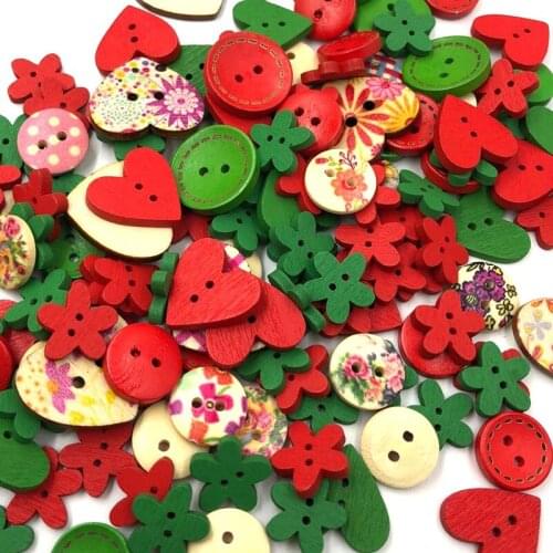 10/50/100pcs Mixed Flowers Sewing 2-Hole Wooden Button Scrapbooking Appliqus W486
