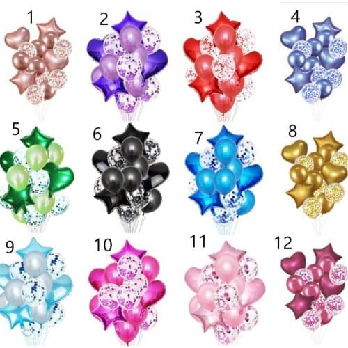 10set/lot 14Pcs Multi Confetti Balloon Happy Birthday Party Balloons Rose Gold Helium Ballons Boy Girl Baby Shower