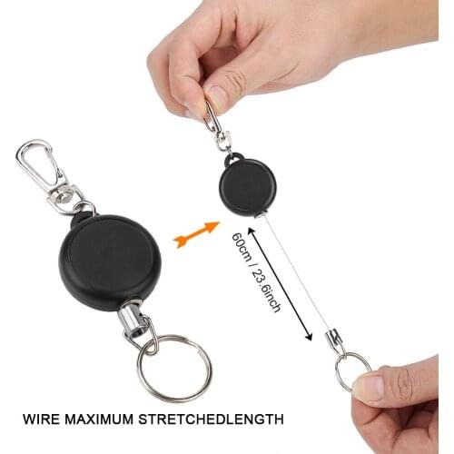 10pcs Outdoor 60cm Stainless Steel Wire Rope Retractable Key Chain Stretching Key Anti Lose Keyring Outdoor Fishing Camping