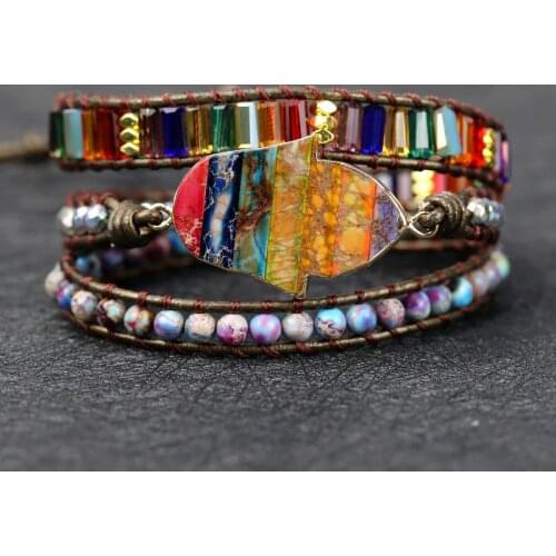 2021High quality Natural Stones 7 charkra Palm Wrap Bracelets Handmade yoga energy jewelry gift drop shipping