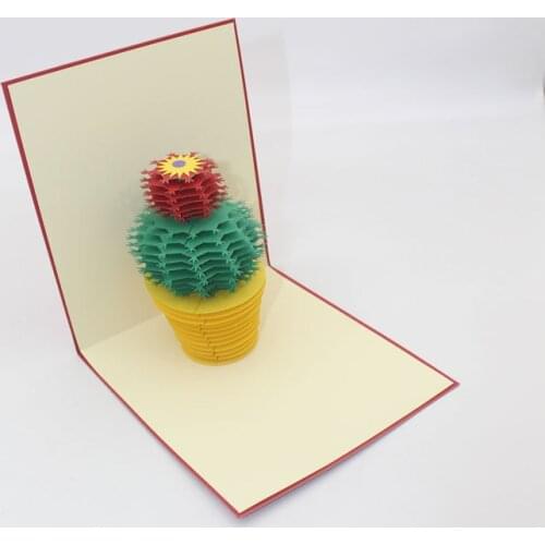3D Laser Cut Handmade Plant Blooming Cactus Paper Invitation Greeting Cards PostCard Thanksgiving Teachers' Day Business Gift