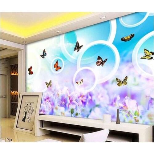 3D wallpaper 3d tv wall paper 3 d only beautiful flowers butterflies sitting room TV setting wall wallpaper