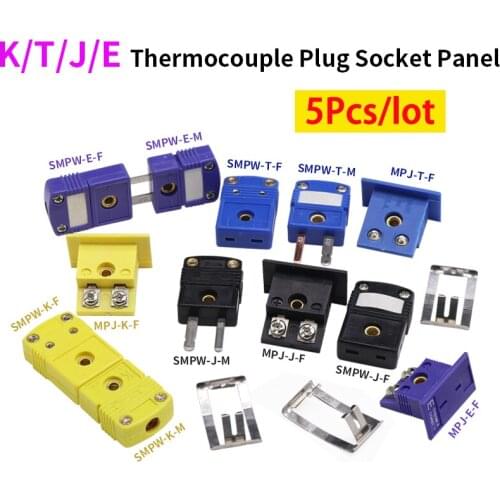 5pcs SMPW-K/J/T/E/-M/F MPJ-K/J/T/E-F Thermocouple Plug Socket And Panel Compensation Wire Connector