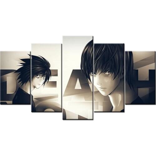 Canvas Wall Art 5 Pieces Death Note Paintings HD Printed Modular Pictures For Living Room Decor Animation Posters