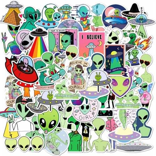50pcs alien graffiti stickers luggage cart notebook waterproof stickers