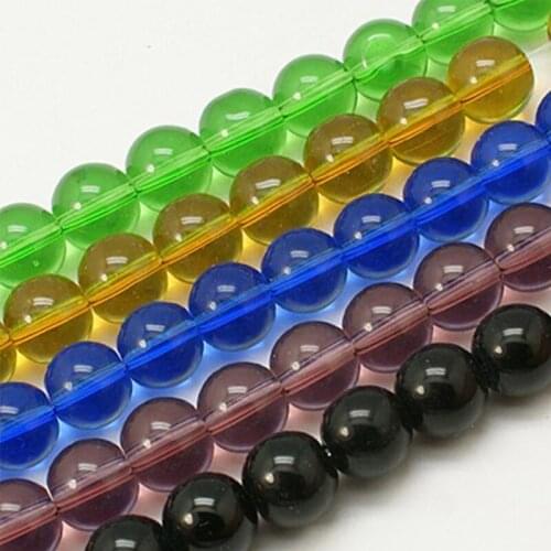 50 Strands (Approx 4200pcs) 4mm Mixed Color Round Glass Beads Clear Spacer Bead Hole: 0.5mm for Jewerly Bracelet Necklace Making