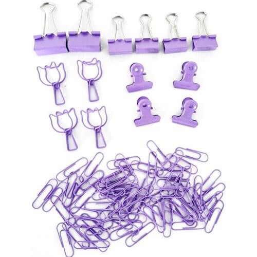 84Pcs/Set Medium Mixed Steel Stationary Multicolor Foldback Document Bulldog Metal Grip Paper Clips Office Study Binder Bulldog