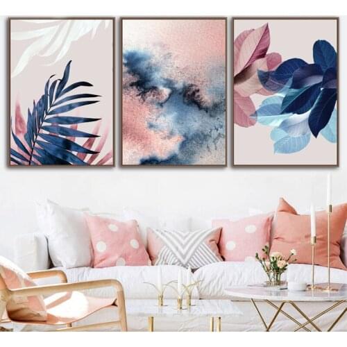 Abstract Wall Art Colorful Leaves Watercolor Paintings Nordic Canvas Posters Prints Living Room Bedroom Coriander Decoration
