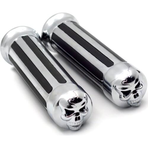 Free Shipping Skull Zombie Hand Grips 1" 25mm Handlebar for Harley Davidson Sportster Cruiser Chrome Motorcycle Parts