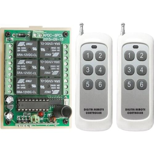 433 MHz DC 12V 24V 6 CH 6CH RF Wireless Remote Control Controller Radio Switch Remote Control System receiver transmitter