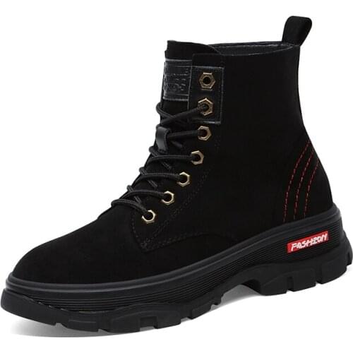 Round Toe Thick-Soled Martin Boots, Lace-Up Solid Color Short Boots, WomenS Platform Shoes