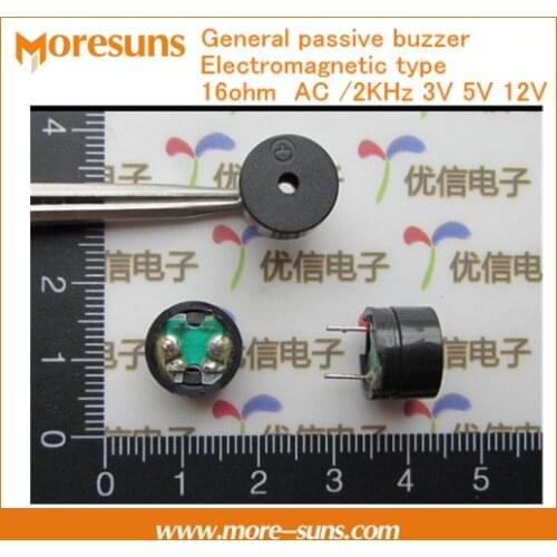 Fast Free ship 100pcs/lot General passive buzzer Electromagnetic type impedance 16ohm AC /2KHz 3V 5V 12V buzzer