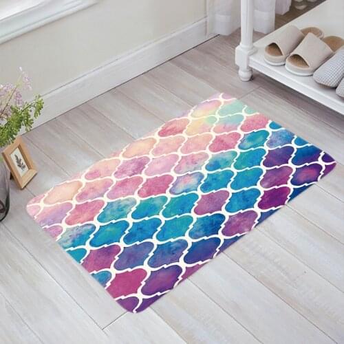 Color Morocco Geometric Checks Doormat Non-slip Rug Soft Bath Mats Bathroom Supplies Carpet Living Room