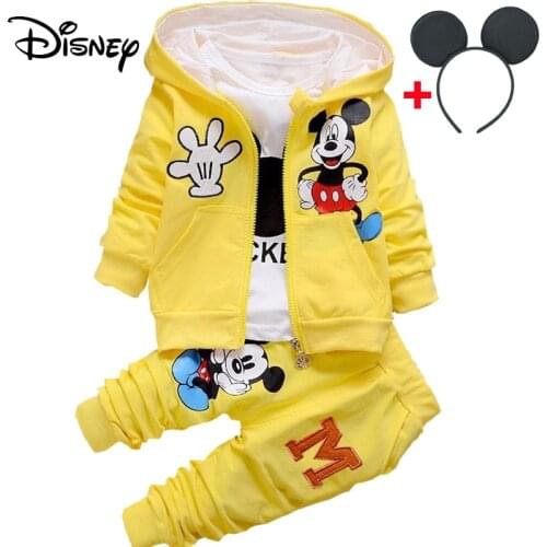 Disney Mickey Xmas 3PCS Baby Boy Clothes Sets Brand Newborn Infant Clothing Long Sleeved Overalls Pants Kids Bebes Jogging Suits
