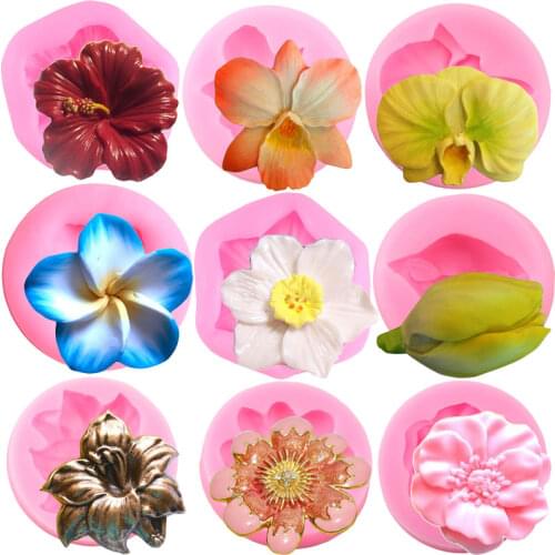 DIY Flower Silicone Mold Rose Orchid Daisy Plumeria Fondant Cake Decorating Tools Cupcake Candy Clay Chocolate Gumpaste Moulds