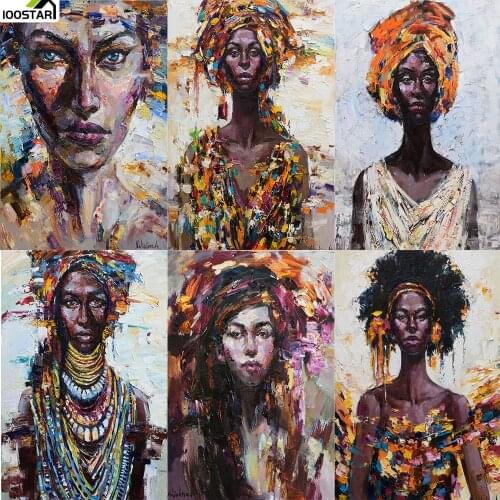 DIY Painting By Numbers African Woman Hand Painted Artwork Home Decor Pictures By Numbers Portrait Oil Painting Unique Gift