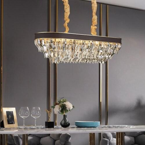 Designers recommend modern restaurant crystal chandelier rectangular luxury American villa light living room lamp