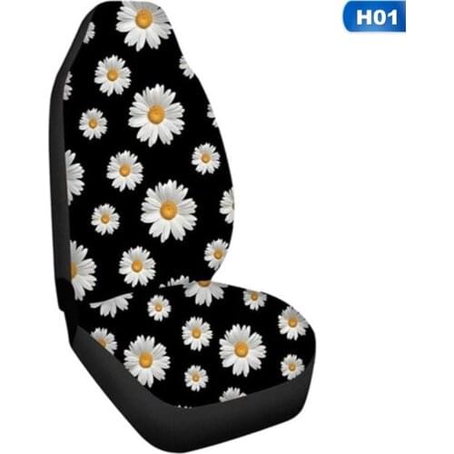 Polyester Front Seat Protector for Most Car Universal Car Seat Covers Daisy Print Durable Seat Cover Set