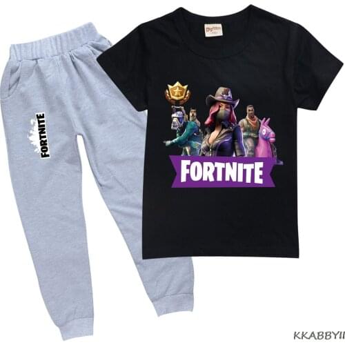 Boys and Girls Clothing Set Summer Kids Pants Baby Fortnite T-shirt Cartoon Pants Sportsuit Childrens Clothing Set