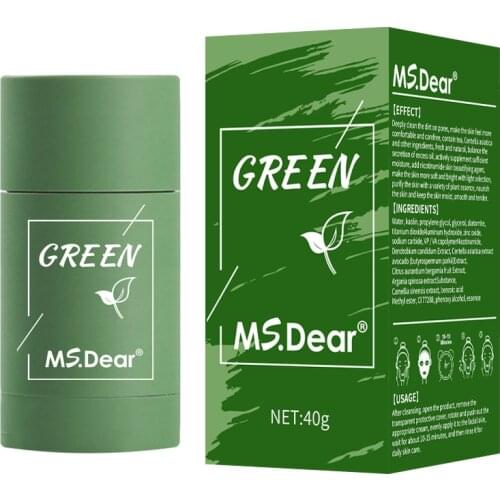 Green Tea Cleansing Solid Mask Acne Blackheads Remover Eggplant Bamboo Charcoal Shrink Pores Oil Control Moisturizie Mud Stick