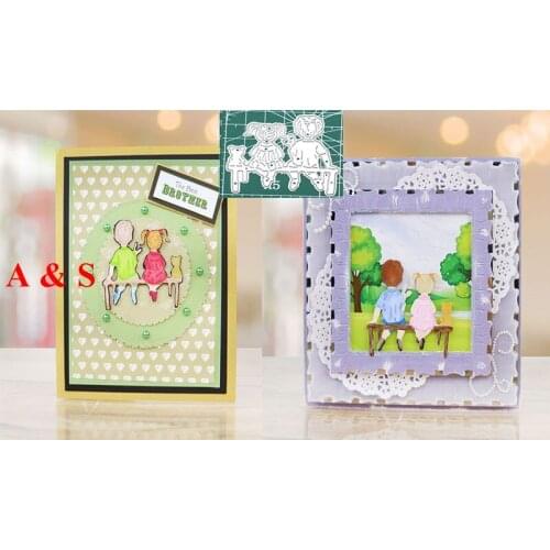 B16 Boy And Girl Dog Lover METAL CUTTING DIES Scrapbook card invitation paper craft party decor embossing stencil cutter