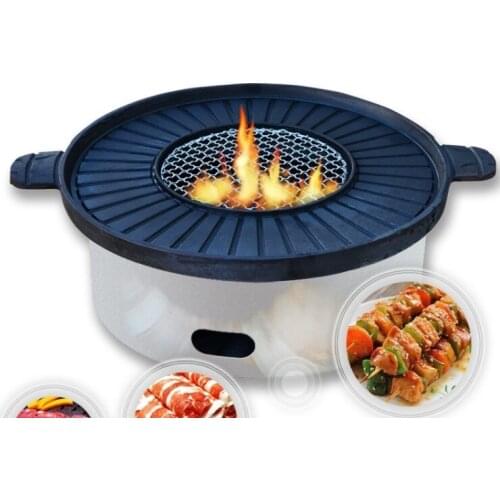Multi-purpose cast iron barbecue grill frying baking pan bbq pot fried meat pan teppanyaki 051-6