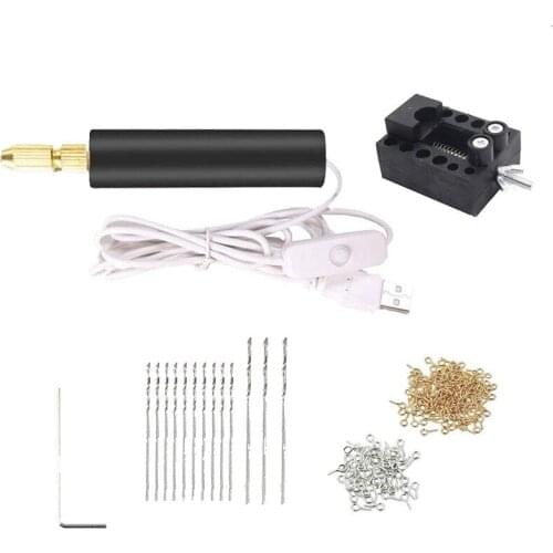 Electric Hand Drill Set For Resin Casting Molds, Electrical Pin Vise Kit With 13Pcs Drill Bits And 100 Pcs Screw Eye Pin