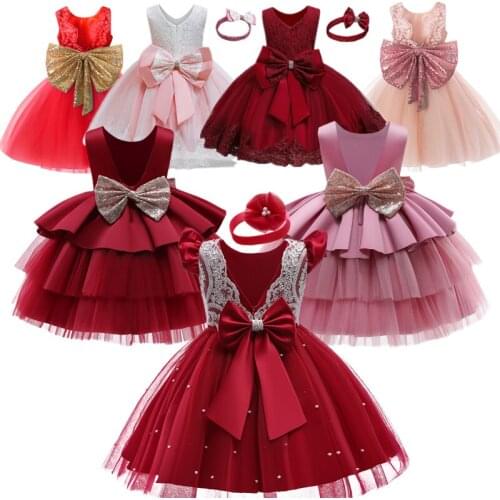 Toddler Girls Christmas Elegent Costumes Flower Girl Dress for Weddings Party Formal Dress Baby Girl Lace Dress Children Clothes