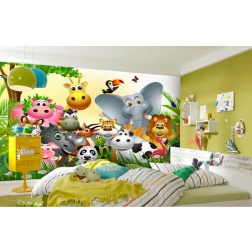 Bacal Customized children room any size wallpaper 3D cute animal happy jungle kids room background wall wallpaper mural papel