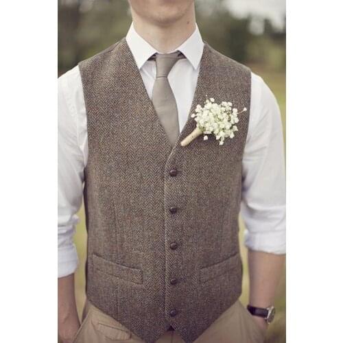 The New Classic Business Mens Suit Vest Boutique Wool Tweed Slim Cotton Mens Gentleman Vest