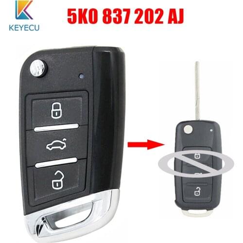 KEYECU Upgraded Remote Key for Volkswagen Caddy Polo Transporter Beetle Jetta Touran Golf 6 Tiguan Eos Sharan UP 5K0 837 202 AJ