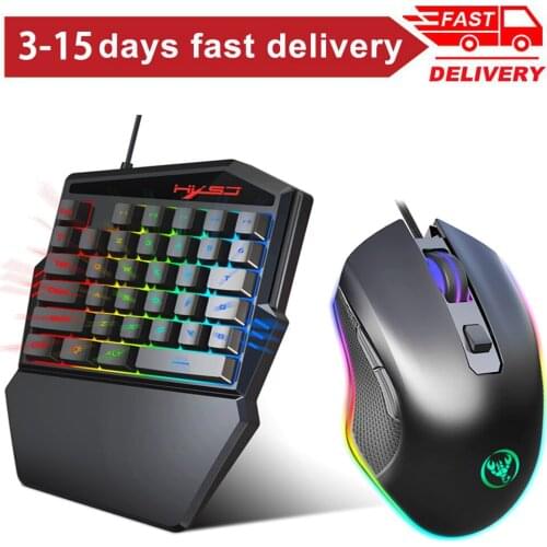 Portable One-Handed Mechanical Gaming Keyboard 6400 DPI mouse RGB Backlit Mini Gaming Keypad Game Controller for PC phone Gamer