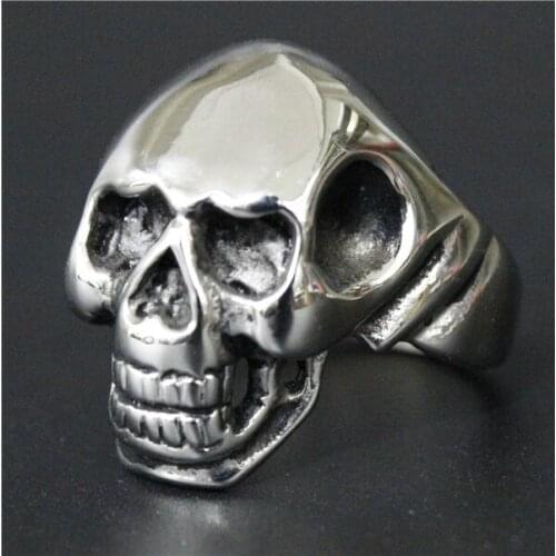 Size 7-14 Amazing Design Heavy Polishing Skull Ring 316L Stainless Steel Cool Fashion Mens Polishing Ghost Ring