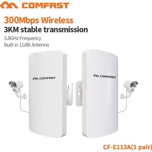 COMFAST 300Mbps WiFi Repeater High Gain 1Pair 3KM Stable Trsnsmission Rate 5Ghz Anti-interference Outdoor CPE Bridge CF-E113A