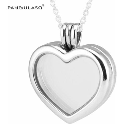 Silver 925 jewelry Heart Shape Floating Locket Medium Necklace & Pendant Fits For Petites Necklace Chains For Jewelry Making