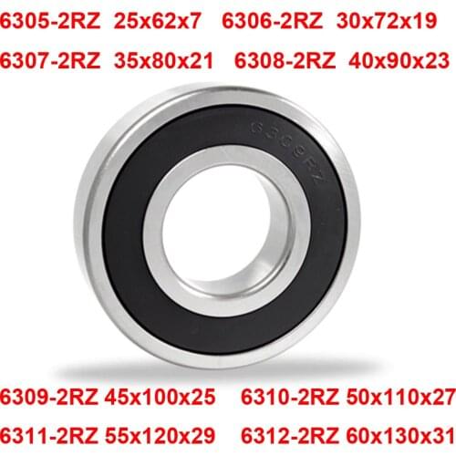 1pc 6305 6306 6307 6308 6309 6310 6311 6312-2RZ Industry Motor Spindle Ball Bearing 25x62x7 30x72x19 35x80x21 40x90x23MM