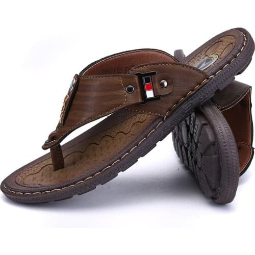 Slippers men leather Brand Mens Casual Shoes slipper men Sports flip flops for Men Slippers for Slats 2020 Summer Shoes