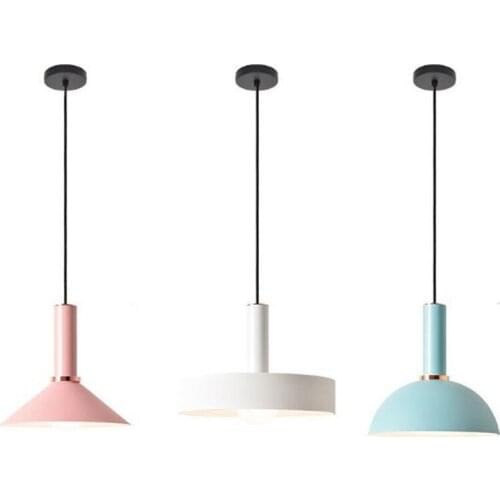 Modern Nordic Macaron Aluminum Pendant Light for Dining Room Bedroom Bar Deco 3 Colors Metal Suspension Lamp 110/220V 2313