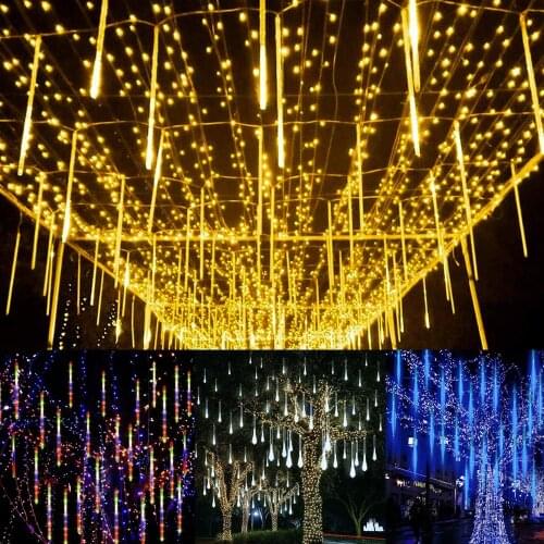 LED Meteor Shower Rain Lights Holiday String Lights Waterproof Garden Light 8 Tubes 144 LEDS Christmas Lights Outdoor Decoration
