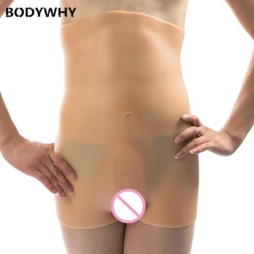 Transgender Fake Vagina Pants High Waist Abdomen Hips Can Be Inserted Four Corners Simulation Belly Button Latex Underwear