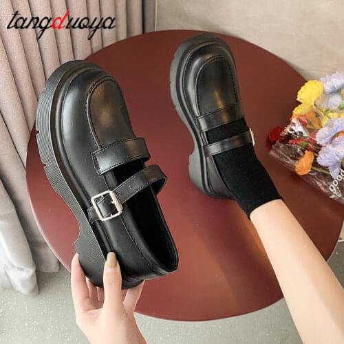 Platform lolita mary jane Shoes Female British Style 2021 Thick-soled Casual Loafers pu Leather Fashion Shoes Girls Ladies Shoes