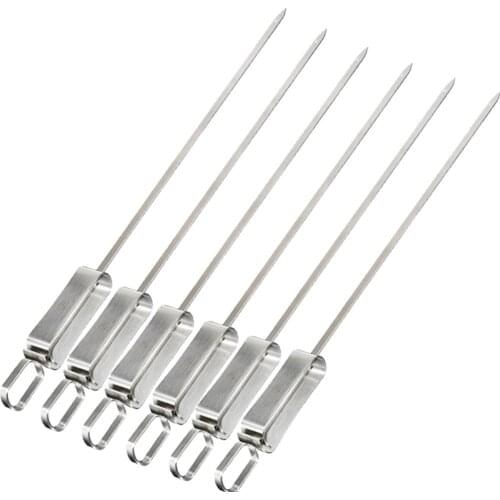 TURDOS 6PCS Big Size Skewers Stainless Steel shish Kebab Barbecue Tools for Charcoal Grills Forks High Strength Roast Needle