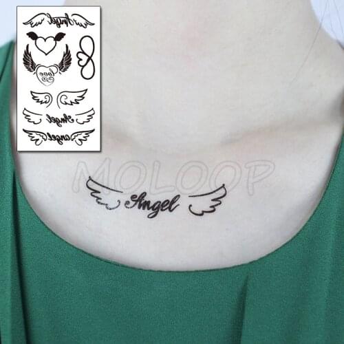 Cupid Letter Wing Love Temporary Tattoo Sticker Waterproof Women Men Adults Fake Body Art New Design 10.5X6cm Kids Hand Tatoo