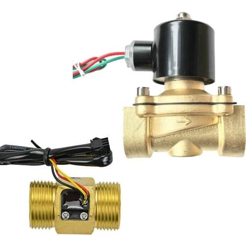 All Brass USC-HS10TX G1" Hall Water Flow Sensor 2-50L/min Flow Meter Flowmeter Combined Solenoid Valve