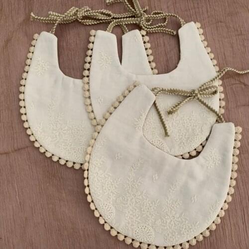 W3JF Baby Cotton Embroidery Double Side Bibs Toddler Saliva Towel Feeding Burp Cloths