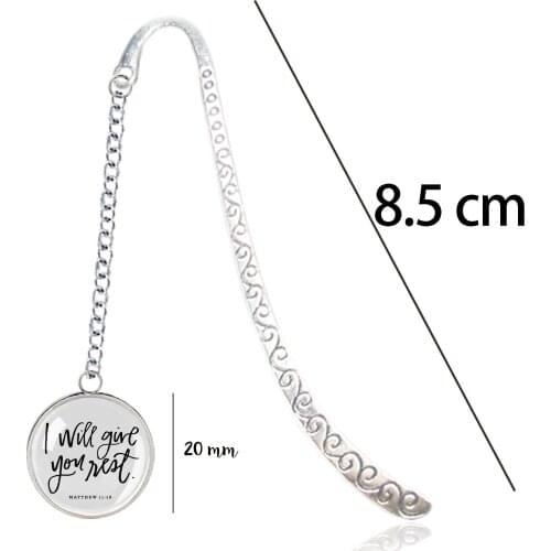 Matthew 11:28 Scripture Bookmark Pendant - Come to me, all you who are... I will give you rest - Bible Verse Encouragement Gift