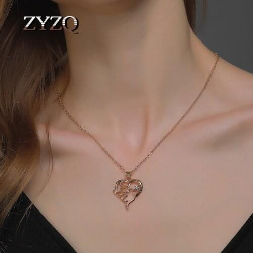 ZYZQ Romantic Peace Dove Heart-Shaped Delicate Pendent Necklace for Women Anniversary Party Female Necklace Jewelry