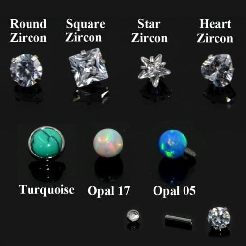 1PC New Arrival Internally Thread CZ Crystal Zircon Labret Ear Tragus Cartilage Helix Piercing Fashion Opal Earrings Jewelry 16g
