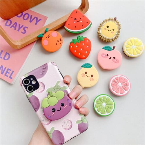 3D cartoon fold finger grip mobile phone holder for samsung xiaomi huawei iphone case cute silicone holder stand bracket