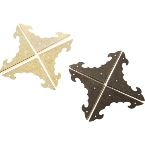 4Pcs Antique Bronze/Gold Decorative Corner Bracket Jewelry Wood Box Feet Corner Protector Guard Furniture Hardware with Nails